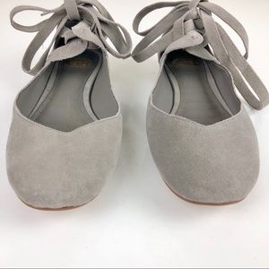 Gianni Binni Gray Suede Ballet Slippers Lace Up